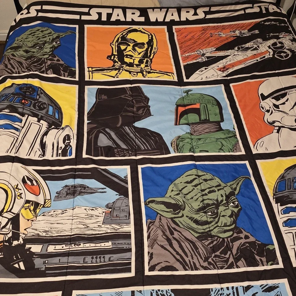 VTG Star Wars Classic Reversible Twin Comforter Vader Yoda Skywalker 84